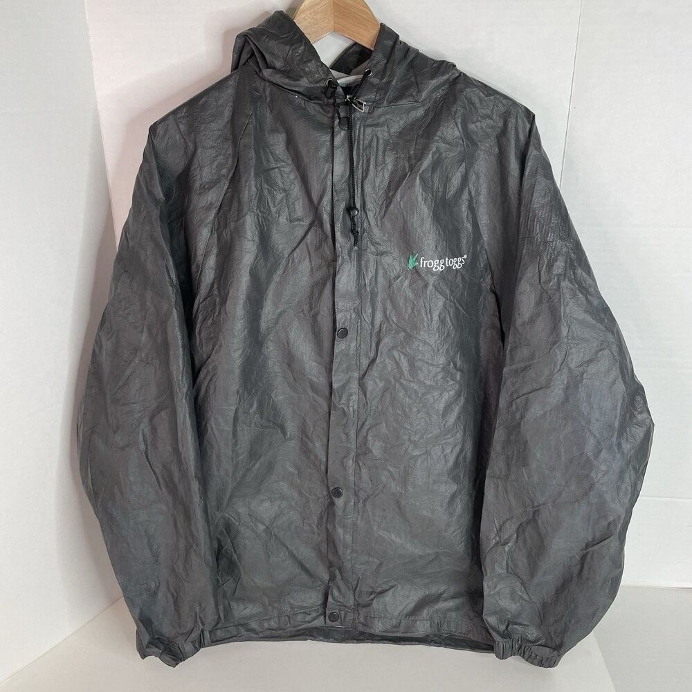 Frogg Toggs Rain Jacket, S/M, Grey, Full Zip, Hood, PL12140-01
